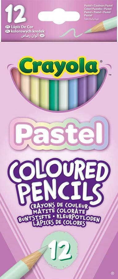 Crayola Pastel Kleurpotloden voor tekenen verpakking van 12 voor school en vrije tijd geassorteerde pastelkleuren