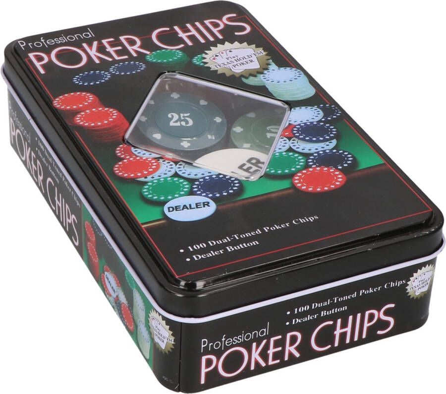 D&F Pokerchips Pokerfiches Pokerset 100 stuks