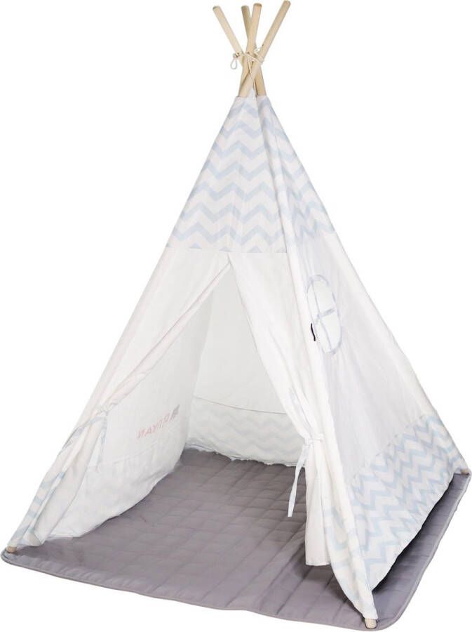 Deryan Luxe Tipi Tent Wigwam Speeltent met ramen 120x120x160cm met kussen kleed