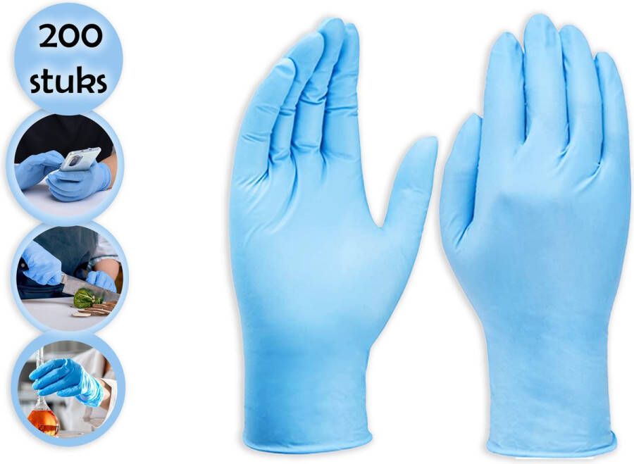 Discountershop 200 stuks nitril handschoenen synthetische onderzoekshandschoenen van vinyl poedervrije latexvrije wegwerphandschoenen voor medisch gebruik voedselbereiding en reiniging Hoogwaardige en veelzijdige bescherming MAAT XL