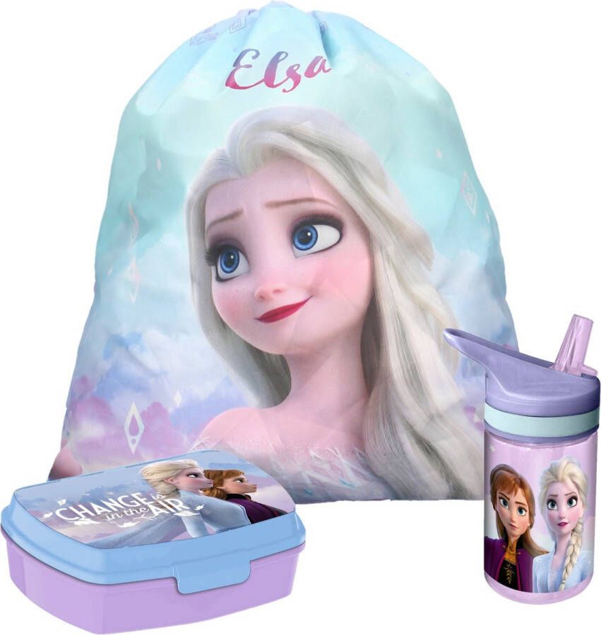 Disney Frozen lunchbox set voor kinderen 3-delig lila incl. gymtas schooltas Lunchboxen