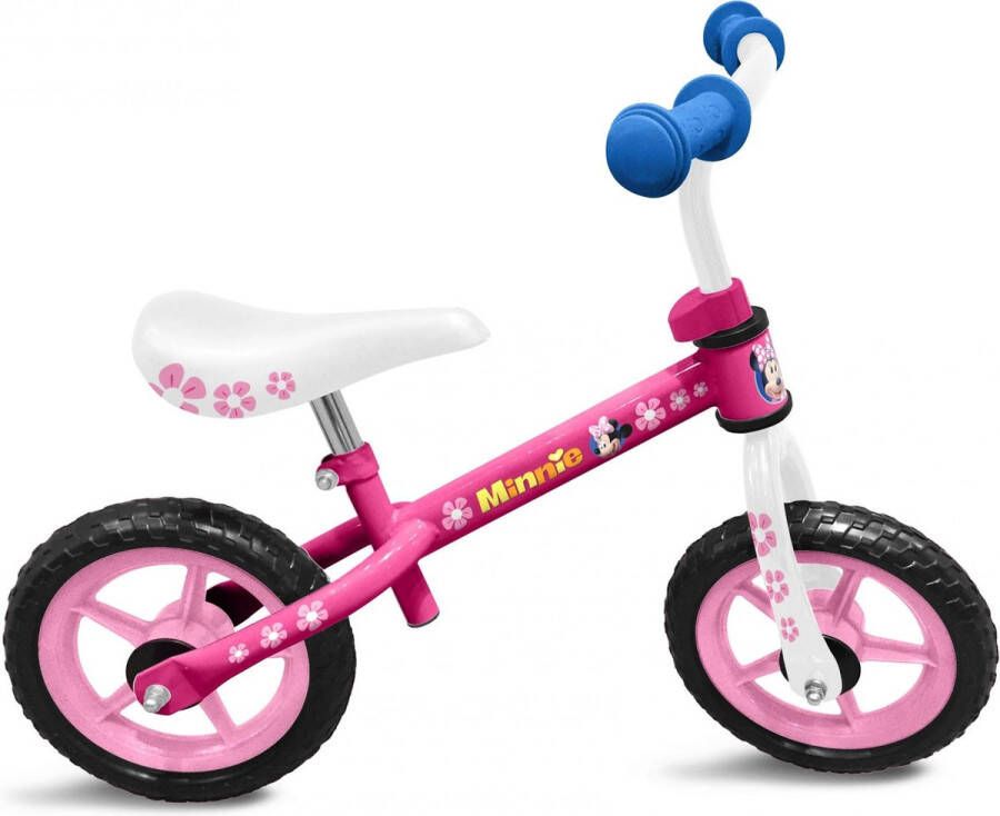 Disney Loopfiets met 2 wielen loopfiets Minnie Mouse 10 Inch Meisjes Roze Wit