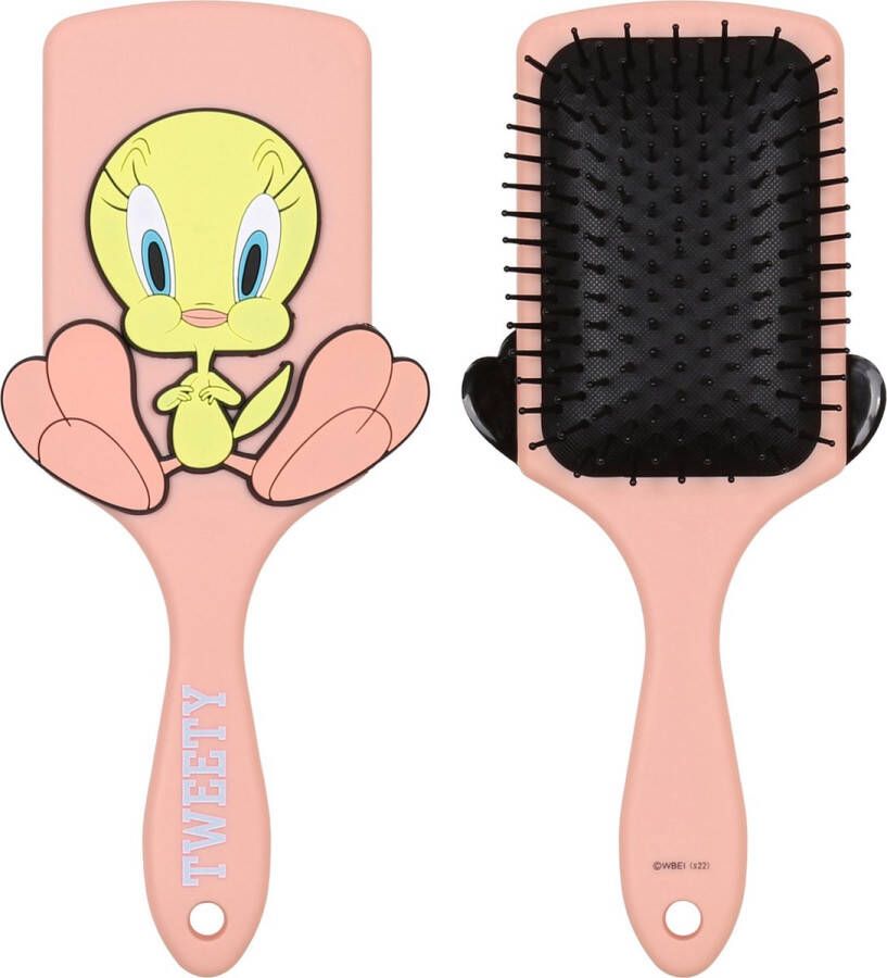 Disney Tweety Looney Tunes Zalmkleurige haarborstel groot plastic plat