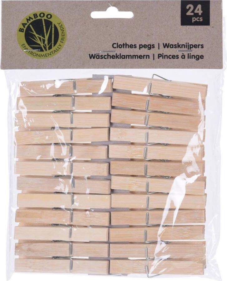Merkloos Sans marque 120x Wasknijpers naturel van bamboe hout 7 cm Huishouding De was doen Was ophangen Wasknijpers wasgoedknijpers knijpers bamboe hout