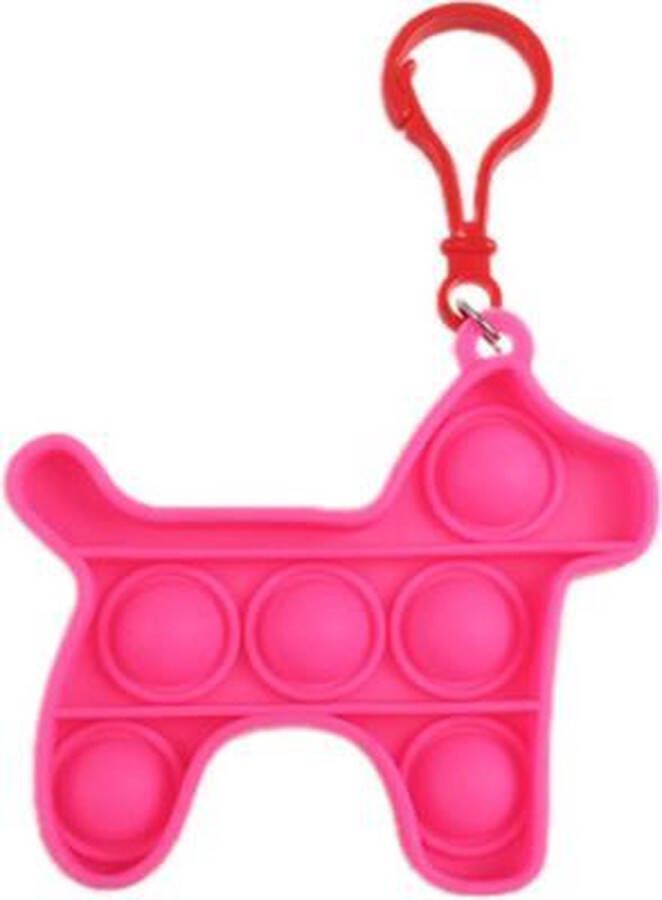 Merkloos Sans marque Pop it sleutelhanger | goedkoop | fidget toys | hondje donker roze Schoencadeautjes sinterklaas