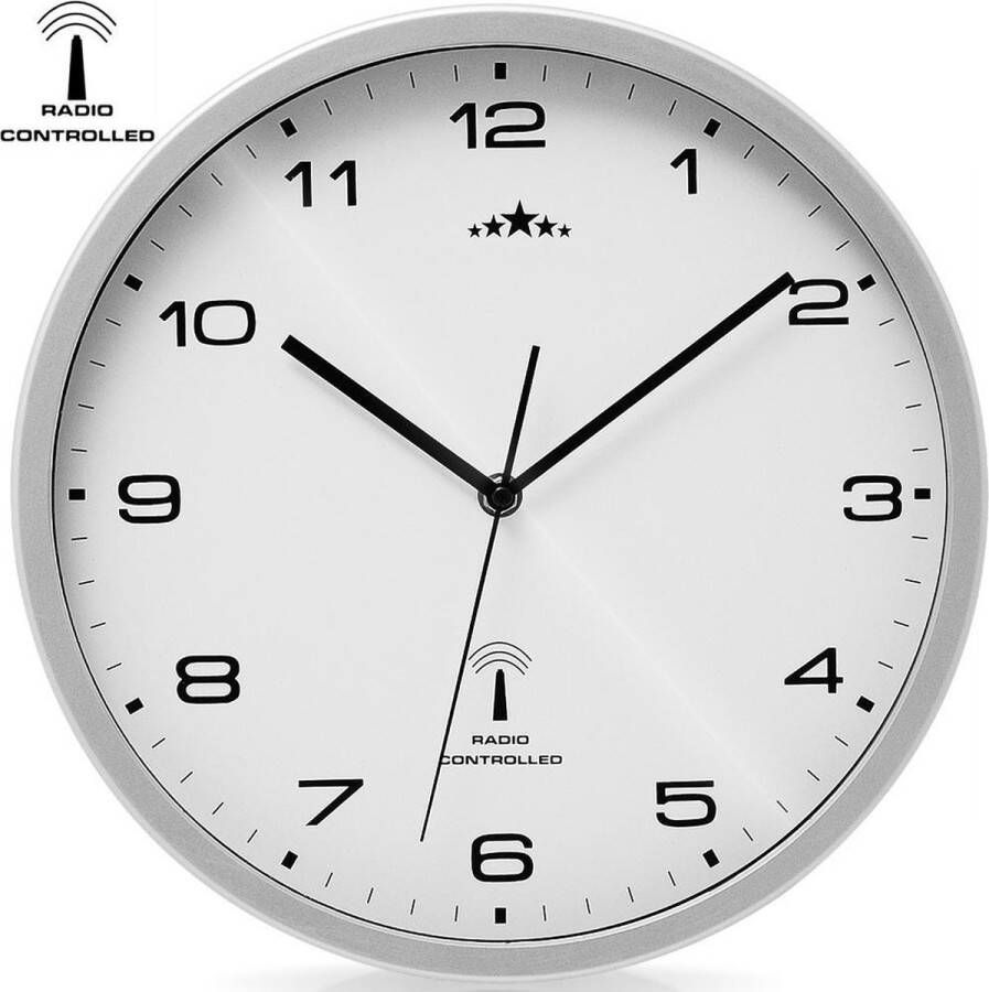 Merkloos Sans marque Wandklok klok uurwerk tijdsaanduiding radiogestuurd horloge