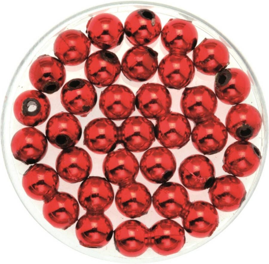 Merkloos Sans marque 120x stuks sieraden maken glans deco kralen in het rood van 8 mm Kunststof reigkralen voor armbandjes kettingen