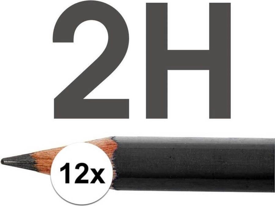 Merkloos 12x 2H potloden voor professioneel gebruik Tekenpotloden