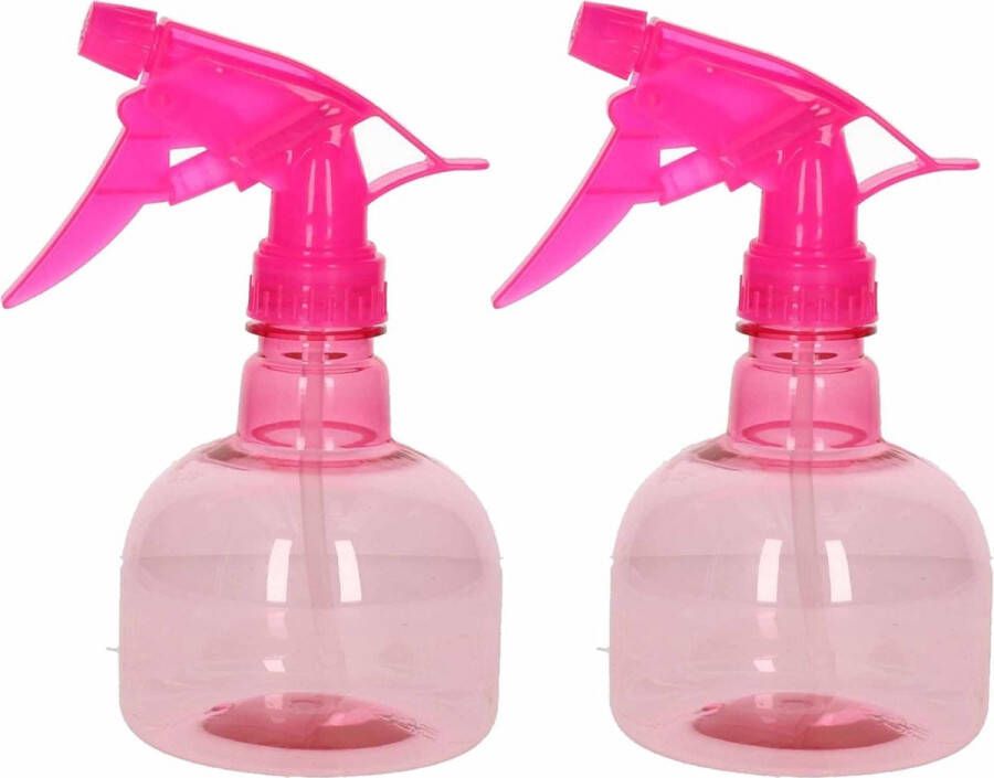 PLASTICFORTE 2x Waterverstuivers spuitflessen 330 ml roze Plantenspuiten schoonmaakspuiten