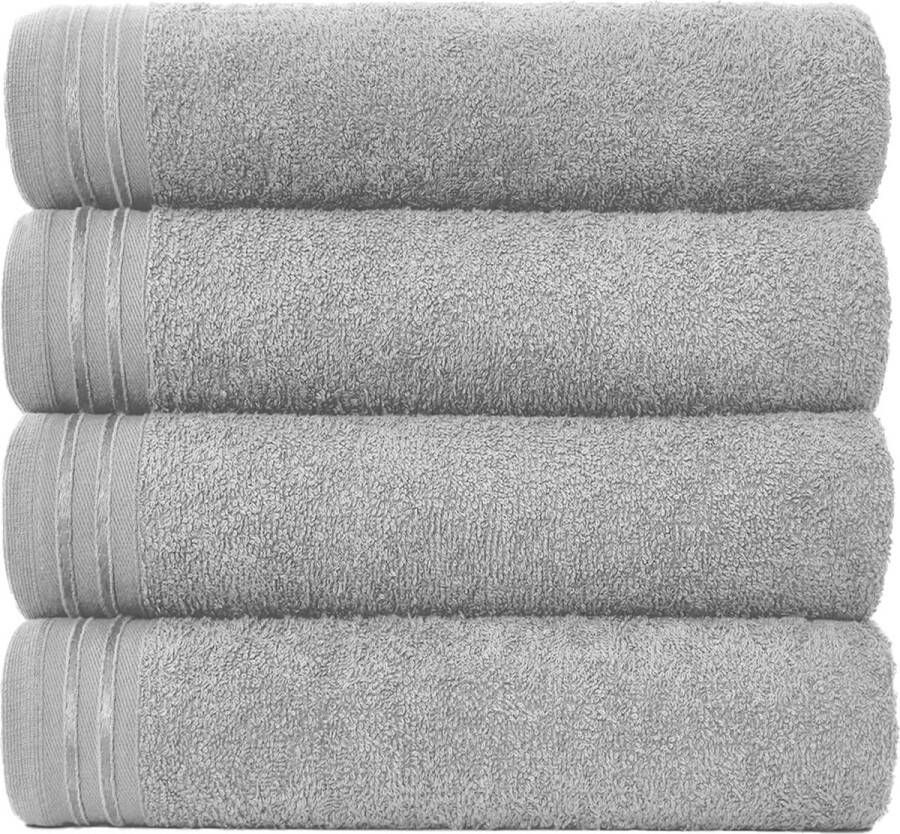 Badhanddoek Zeer absorberende handdoekenset van Egyptisch katoen 4-pack Extra zachte grote zilveren sneldrogende badhanddoeken 500 gsm wasbare handdoeken