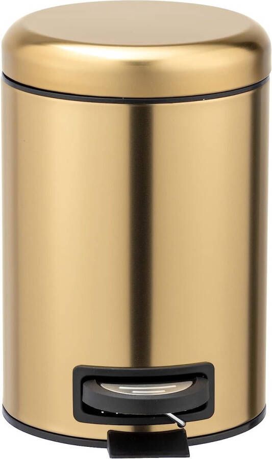 Cosmetische Pedaalemmer Leman Gold Mat 3 L Cosmetica-Emmer Vuilnisemmer met Anti-Vingerafdruk Inhoud: 3 L Roestvrij Staal 17 x 25 x 22 5 cm Goud