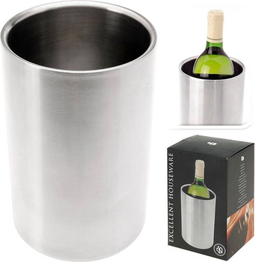 Excellent Houseware wijnkoelers RVS flessenkoeler ijsbak wijn koeler water koeler koud tafelen wijnkoeler dubbelwandig
