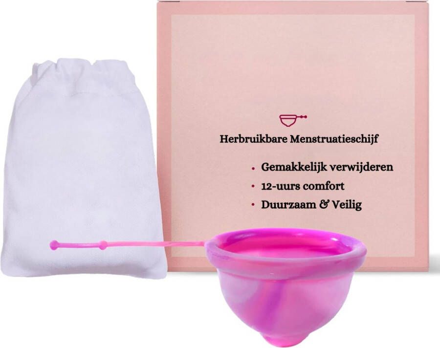 Flexibele Menstruatiecup Medium Herbruikbaar Lekvrij en Comfortabel Medisch Siliconen met Trekkoord Roze