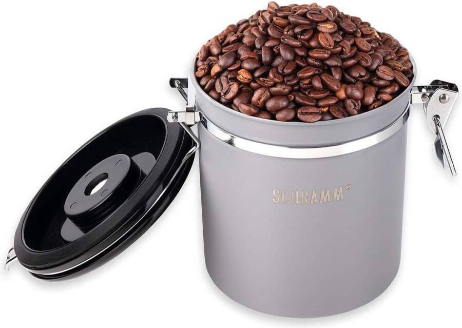 Koffieblik 1500 ml in 10 kleuren met doseerlepel Hoogte: 15cm koffieblikjes koffieblik van roestvrij staal grijs