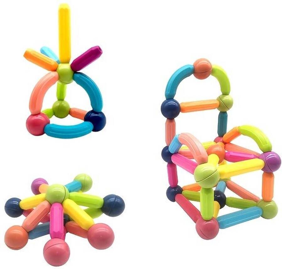 Magneet Speelgoed Magneet SET 64 stuks Puzzle Magnetisch Constructie speelgoed Magnetic Sticks Educatief Bouwstenen Kinderspeelgoed Bouwpakket Kleurijk