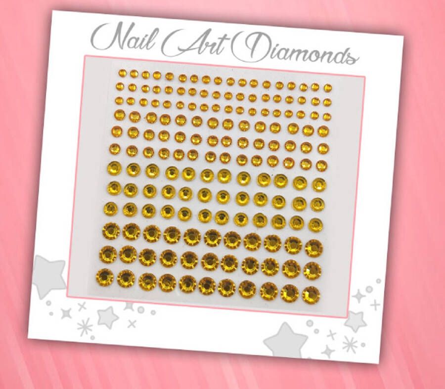 GlittersXL Nail Art Diamonds (165 Diamantjes Goud) [Zelfklevend Nagel Steentjes Decoratie Versiering Manicure Kunstnagels Nepnagels Acryl Nagels Rhinestone Rhine Stones]