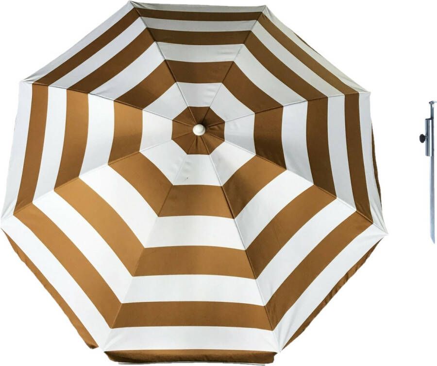 Parasol Goud wit D140 cm incl. draagtas parasolharing 49 cm