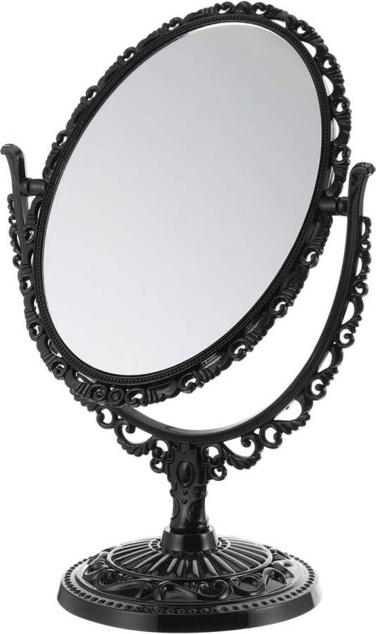 Tabletop Make-Up Mirror with Stand Vintage Swivel Double-Sided Cosmetic Mirror with Frame Retro Desktop Oval Dressing Mirror for Bathroom Bedroom