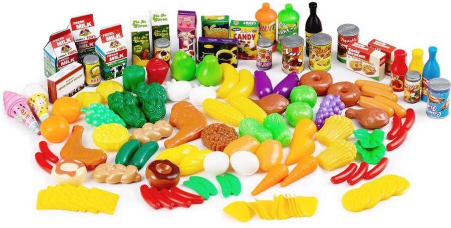 ECOTOYS 120 Delige voedsel speelgoed set met groenten fruit snoep en meer Perfect voor Keukens en Speelgoedwinkels Geschikt vanaf 3 jaar