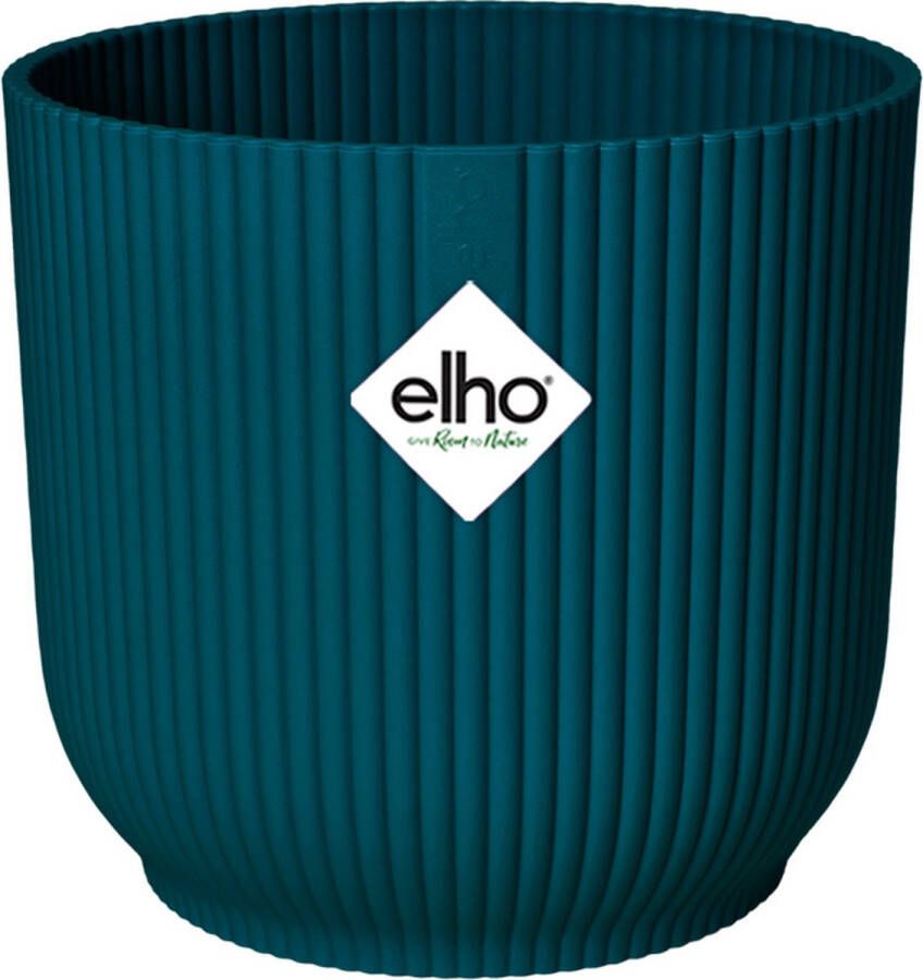 Elho Vibes Fold Rond Wielen 35 bloempot voor binnen 100% gerecycled plastic Ø 34.9 x H 32.4 cm Blauw Diepblauw