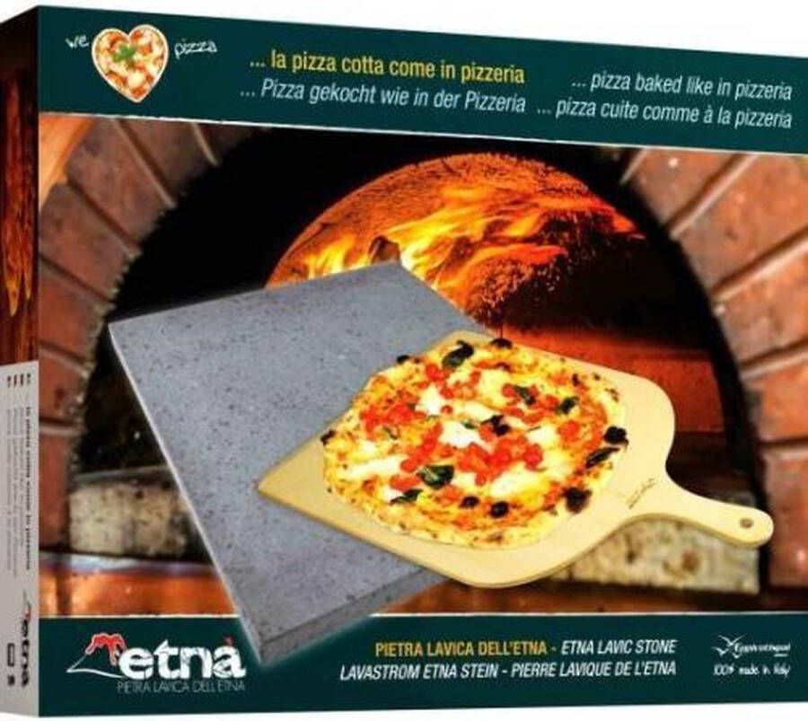Eppicotispai ETNA Pizza set Grote pizzasteen & GRATIS pizzaschep 30 cm x 38 cm Echt Italiaanse pizzasteen Broodbaksteen BBQ pizzasteen Gemaakt van Lavasteen uit de Etna non-stick