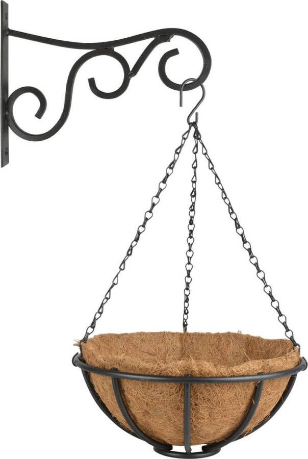 Esschert Design Hanging Basket 30 Cm Met Muurhaak Metaal Complete Hangmand Set Plantenbakken