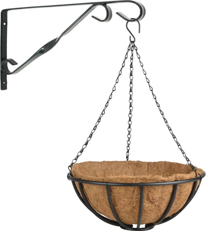 Esschert Design Hanging Basket 35 Cm Van Metaal Met Muurhaak Complete Hangmand Set Plantenbakken