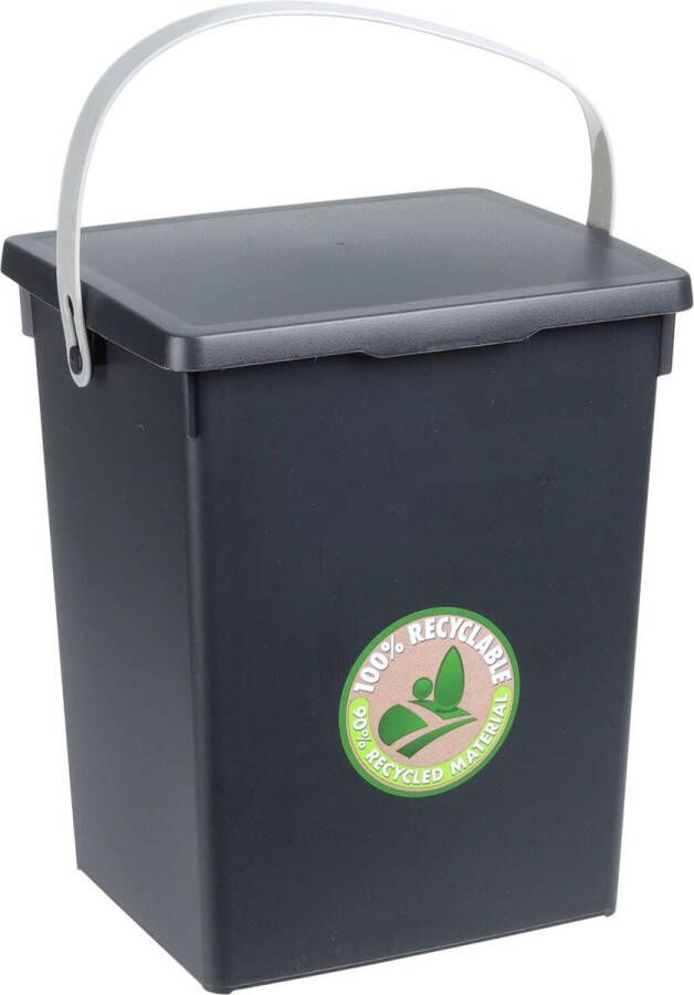 Excellent Houseware Gft afvalbakje voor aanrecht 5 5L antraciet grijs afsluitbaar compostbakje Prullenbakken