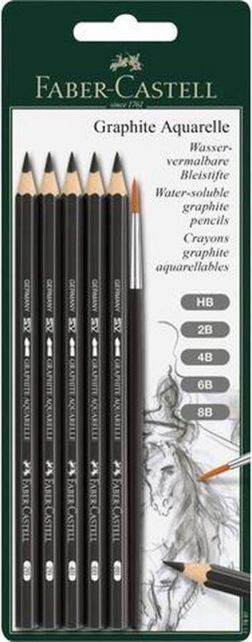 Faber-Castell aquarelpotlood Graphite set 5 hardheden + penseel FC-117897