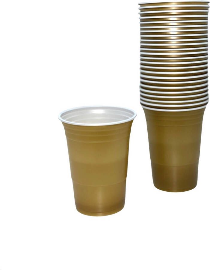 Merkloos Sans marque Gold Cups 25stuk(s) 475ml Party Cups Beerpong Drankspel Beerpong Bekers Plastic Bekers