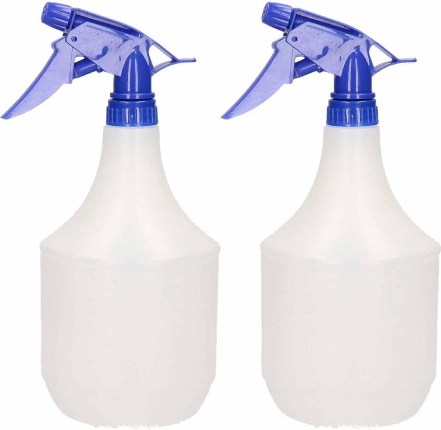 Forte Plastics 2x Waterverstuivers spuitflessen wit 1 liter 25 cm Plantenspuiten schoonmaakspuiten 2 stuks.