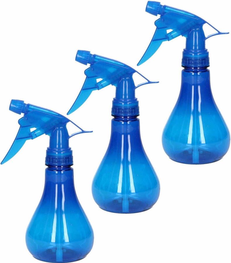 Forte Plastics 3x stuks waterverstuivers spuitflessen 250 ml blauw Plantenspuiten schoonmaakspuiten