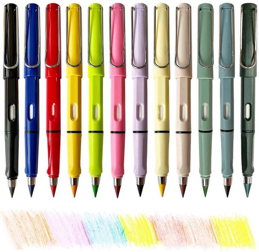 Fritzline © 12 eeuwige gekleurde potloden 12 reservepunten ingebouwde gum en etui everlasting pencil
