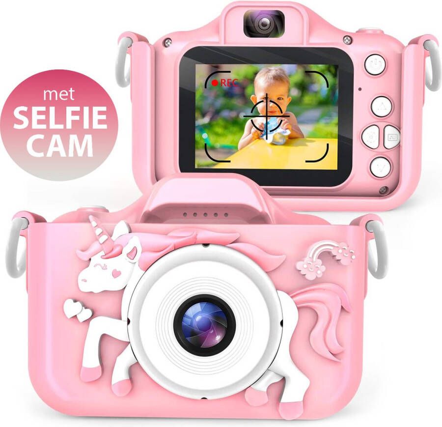 Gadgetplace Digitale Kindercamera Incl. 32gb geheugenkaart Dual camera Foto en Videofunctie Kinderfototoestel Vlog en Selfie Camera Speelgoedcamera