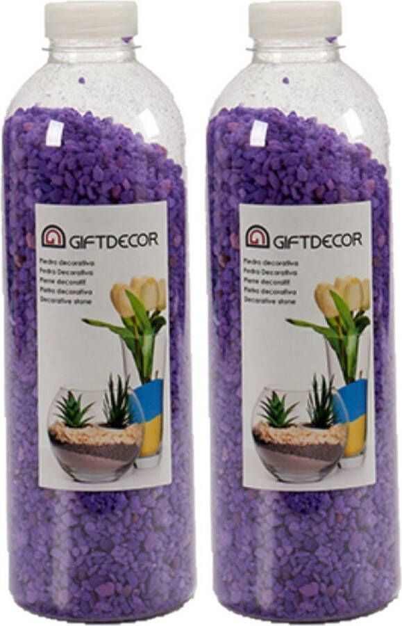 Giftdecor 4x pakjes decoratie steentjes kiezeltjes lila paars 1 5 kg Aquarium bodembedekking