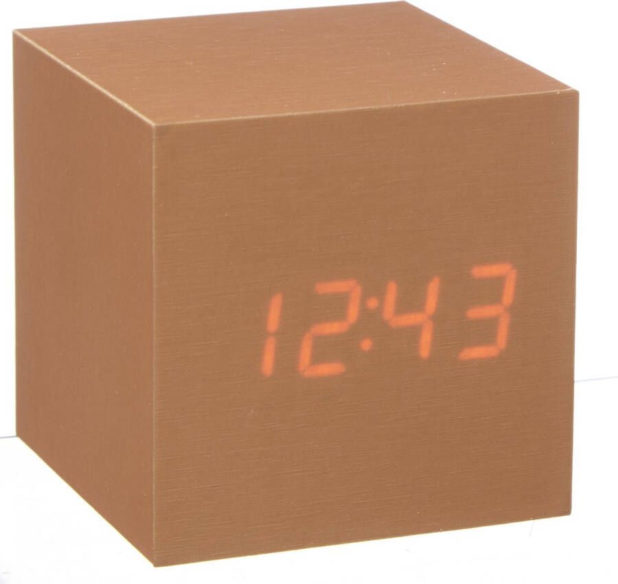 Gingko Cube click clock Alarmklok Koper|LED Rood