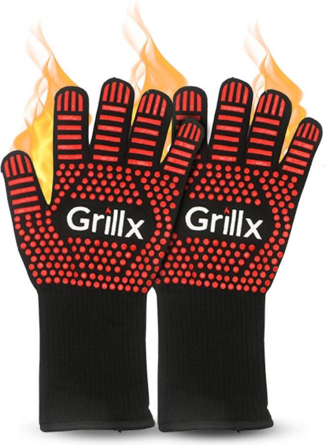 GrillX Hittebestendige Handschoenen 2 stuks Ovenwanten BBQ Handschoenen tot 500°C Ovenhandschoenen Kamado Accesoires