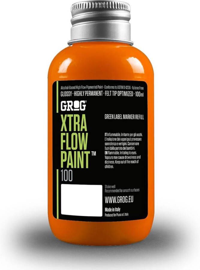 Grog Xtra Flow Paint navul verf 100ml voor squeezers en dabbers graffiti Clockwork Orange