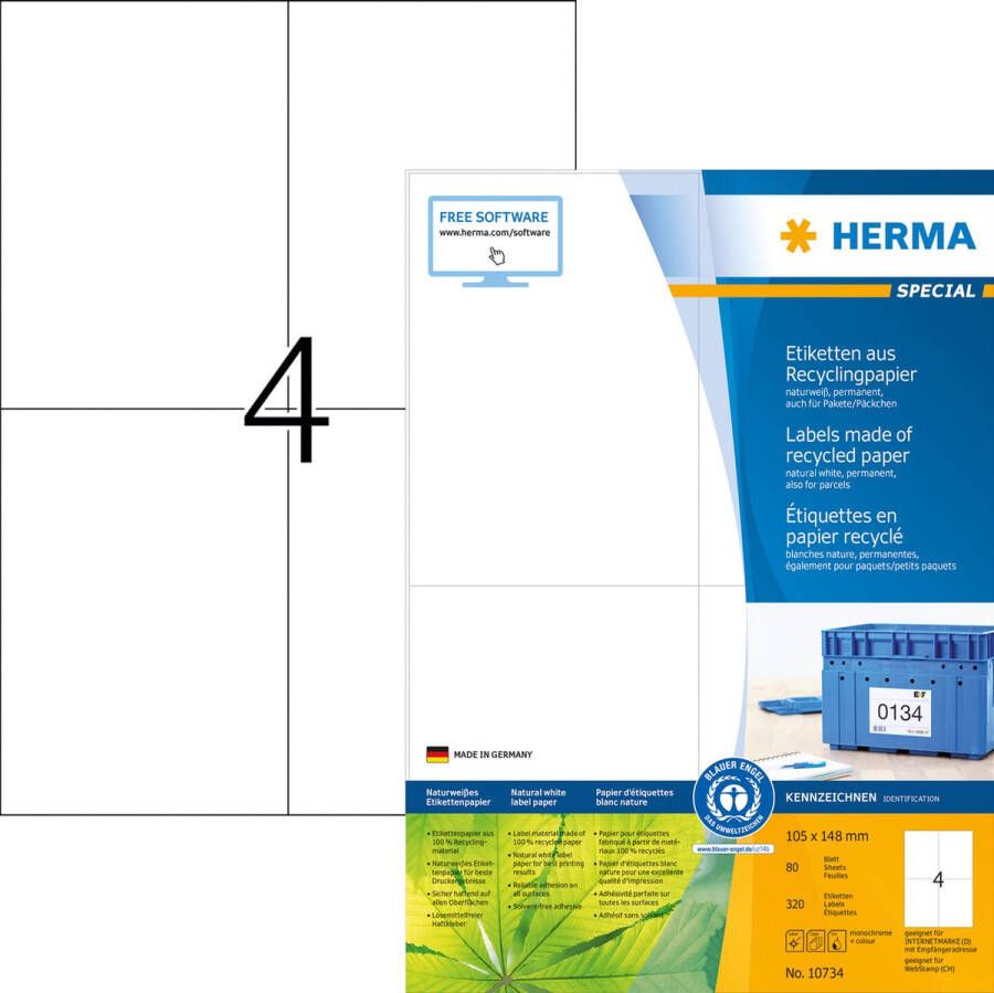 Herma Etiket recycling 10734 105x148mm 320stuks wit