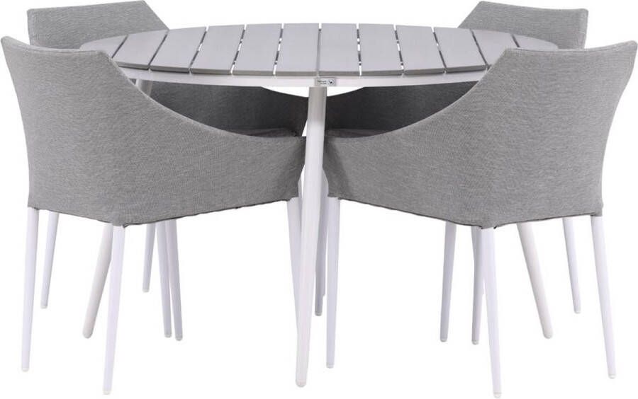 Hioshop Break tuinmeubelset tafel 120x120cm 4 stoelen Spoga grijs