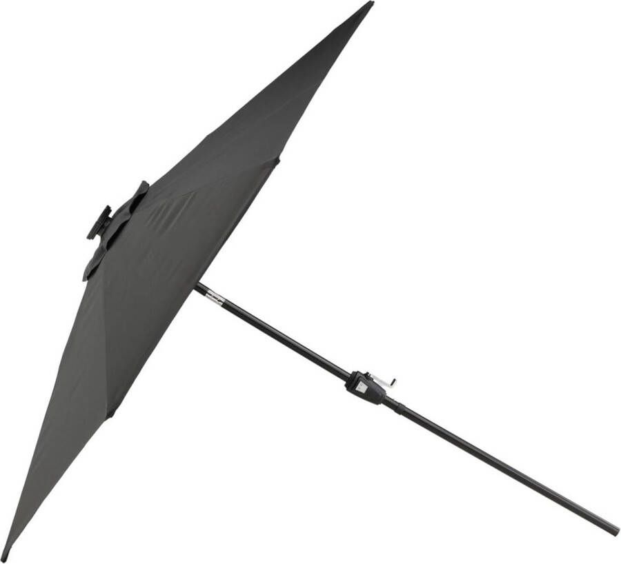 Hioshop Sabal parasol met kantelfunctie en LED-verlichting zwart.