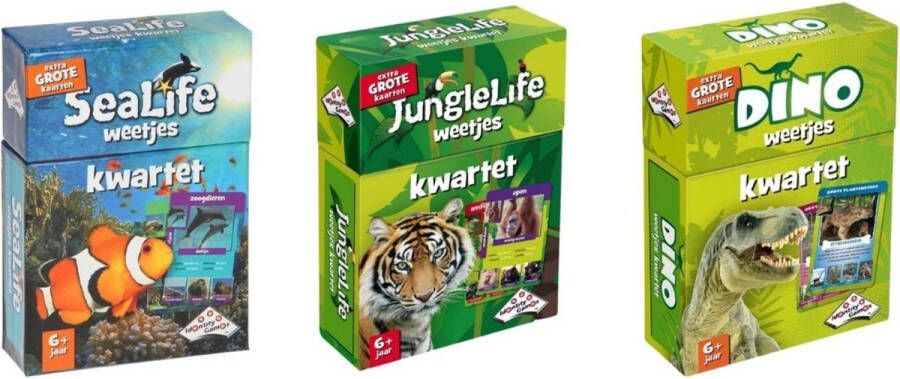 Identity Games Spellenbundel Kwartet 3 stuks Sealife Kwartet & Junglelife Kwartet & Dino Kwartet