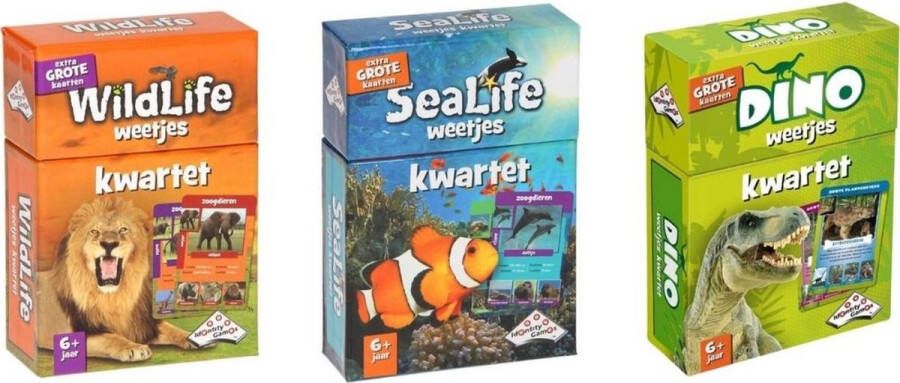 Identity Games Spellenbundel Kwartet 3 stuks Wildlife Kwartet & Sealife Kwartet & Dino Kwartet