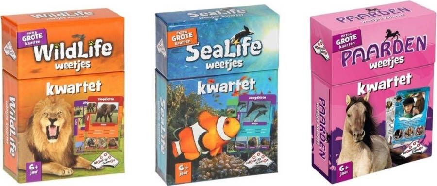 Identity Games Spellenbundel Kwartet 3 stuks Wildlife Kwartet & Sealife Kwartet & Paarden Kwartet