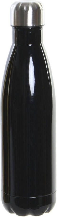 Shoppartners RVS thermos waterfles drinkfles zwart met schroefdop 500 ml Thermosflessen