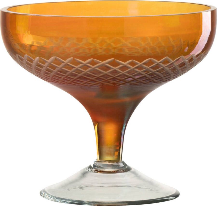 J-Line Voet Rond glas drinkglas oranje 4 stuks woonaccessoires