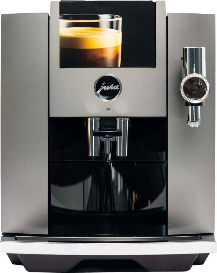 JURA S8 Volautomatische espressomachine Dark Inox EB incl. gratis schoonmaakpakket twv 37 99 en gratis koffiebonen van LUDIQX Koffie