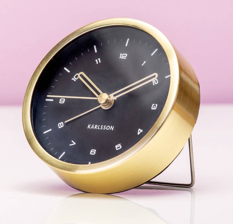 Karlsson Wekkers Alarm clock Tinge black dial Design Armando Breeveld Goudkleurig