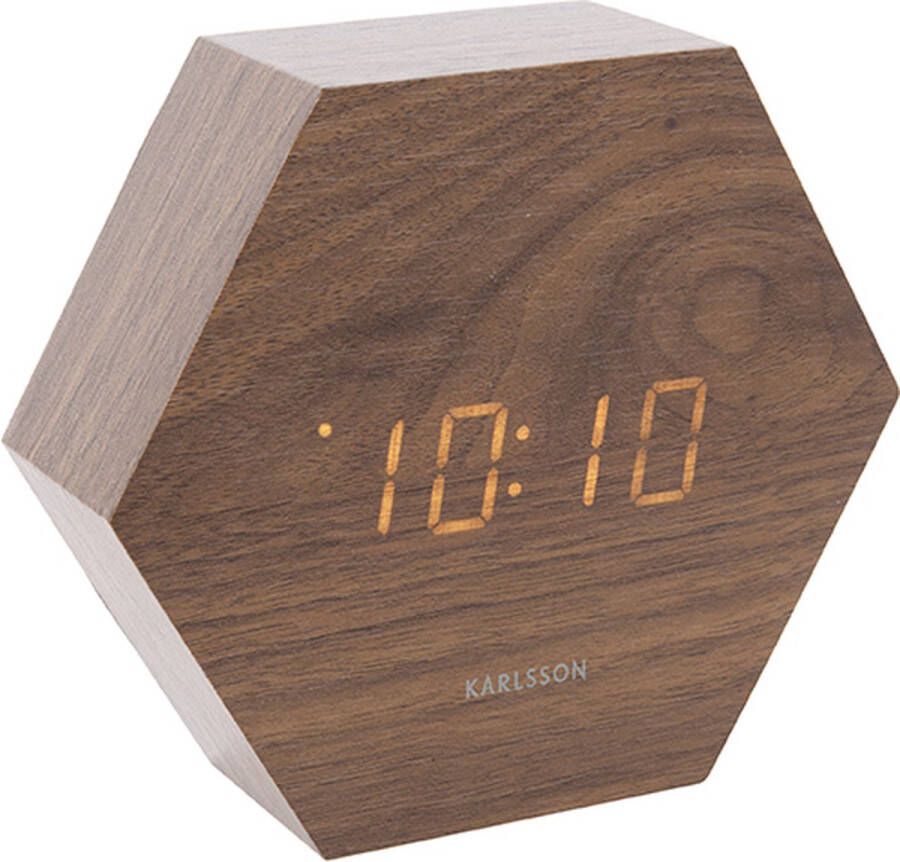 Karlsson klok Hexagon 13 x 11 x 4 5 cm hout fineer bruin