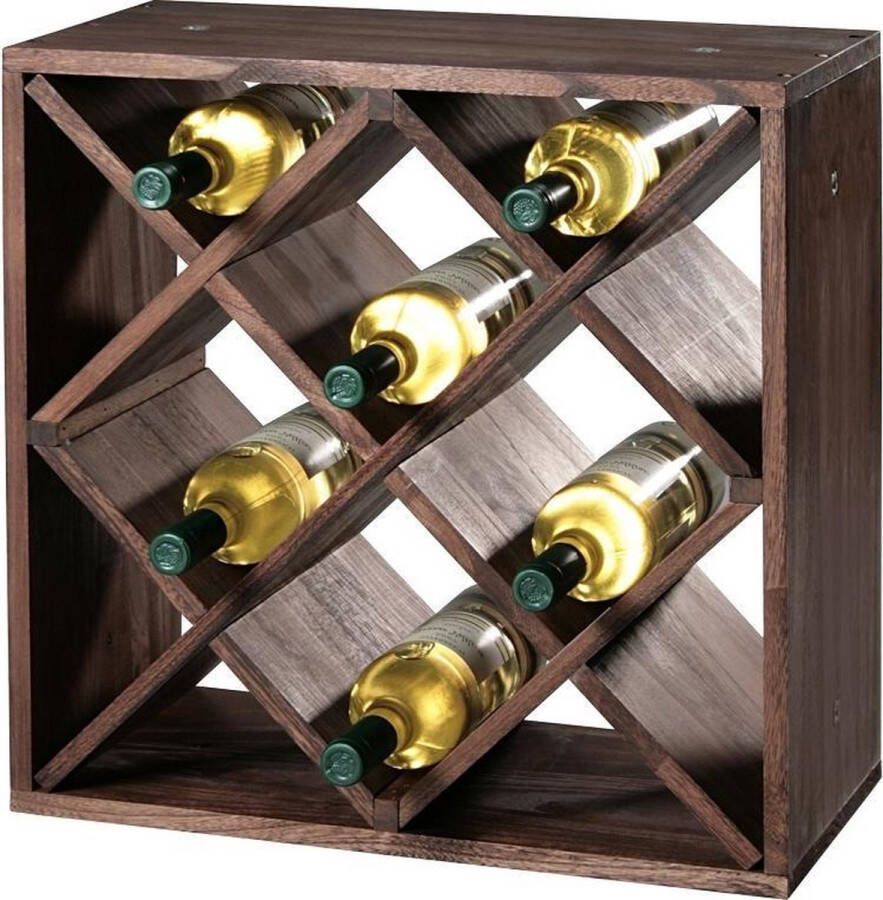 Kesper FSC Houten Wijnflessen legbordsysteem voor 20 wijn flessen | Wijnrek | Flessenrek | Wijn rek | Materiaal: Grenen Hout | Afm. 50 x 50 x 25 Cm.